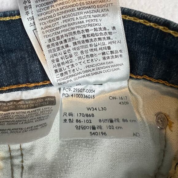 Levis‎ 502 Jeans Mens 34x30 Blue Regular Tapered Mid Rise Dark Wash Denim - Picture 9 of 10